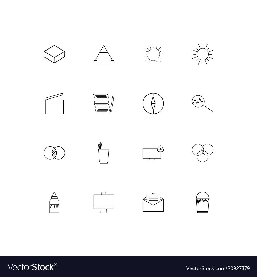 Creative process and design linear thin icons set
