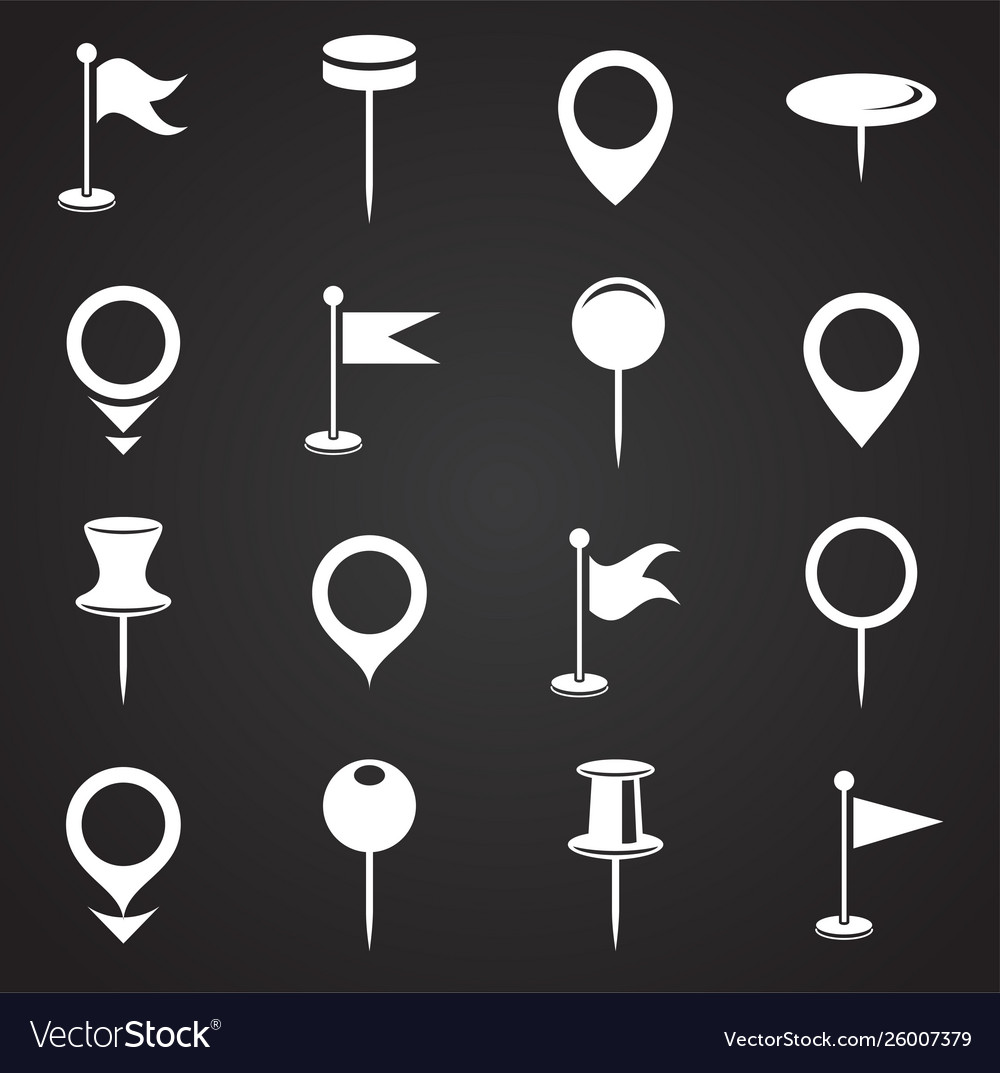 Geolocation related icons set on background