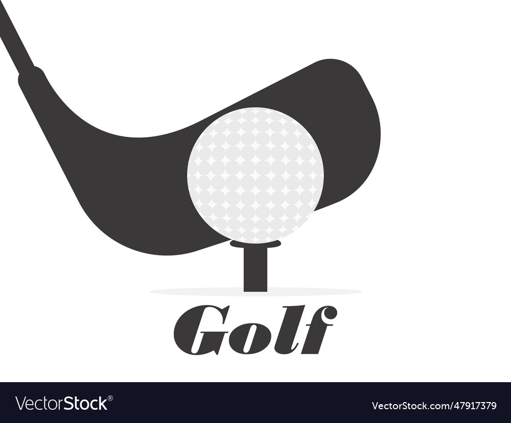 Golf club behind the ball black silhouette