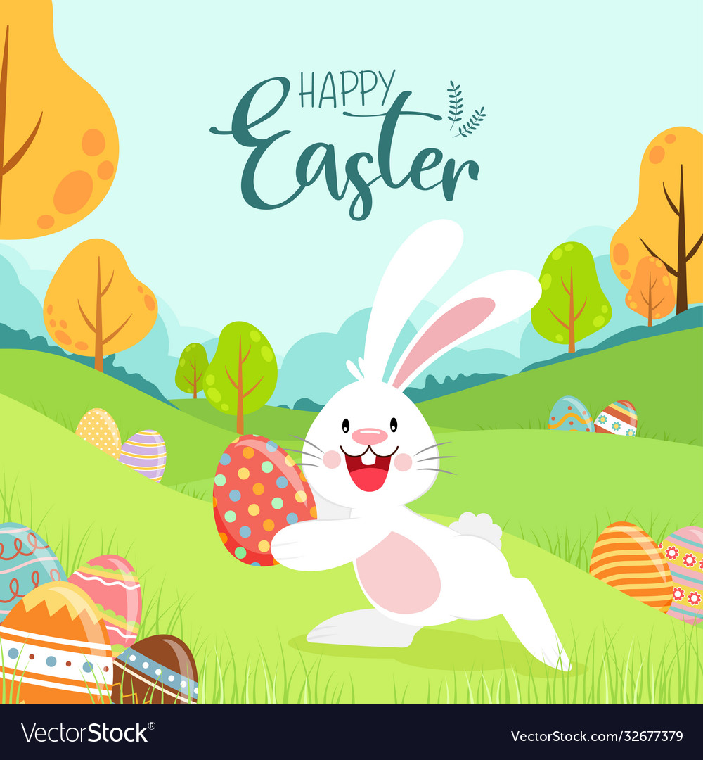 Happy easter poster invitation card background Vector Image