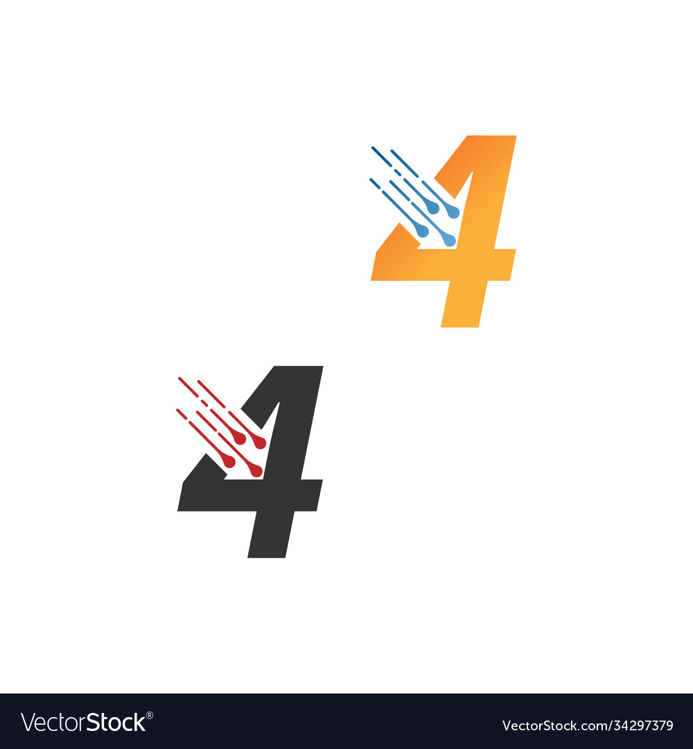Number 4 simple tech logo with circuit lines