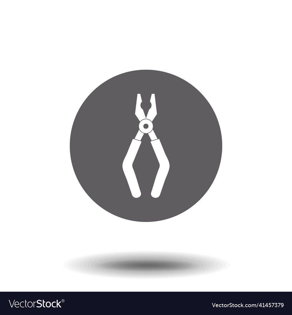 Pliers icon on the gray background tool isolated