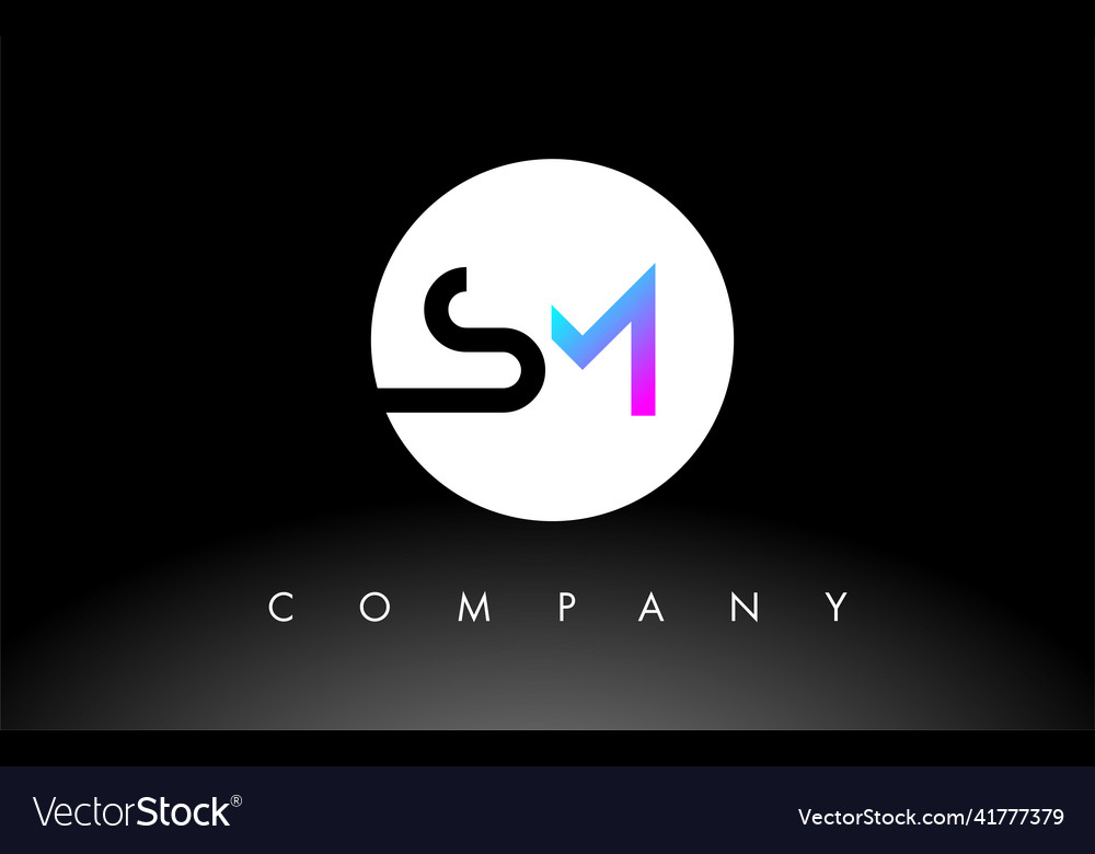 Purple black sm logo letter design