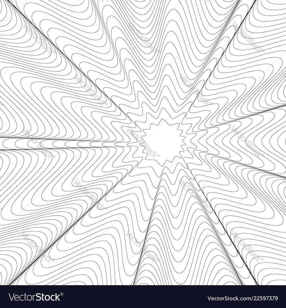 Radiating wavy distorted lines concentric pattern vector image Radiating wavy distorted lines concentric pattern