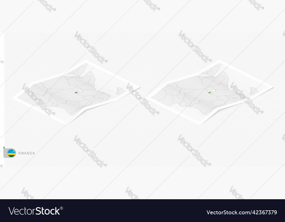 Set of two realistic map rwanda with shadow