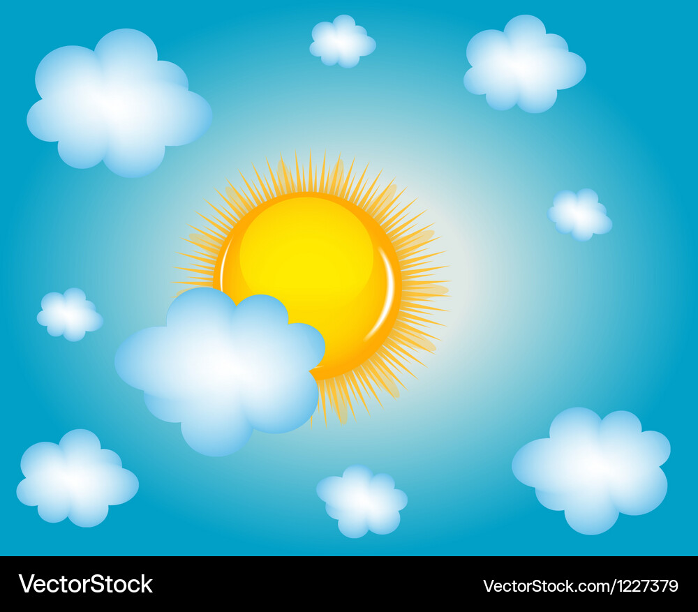 Sun and cloud background Royalty Free Vector Image