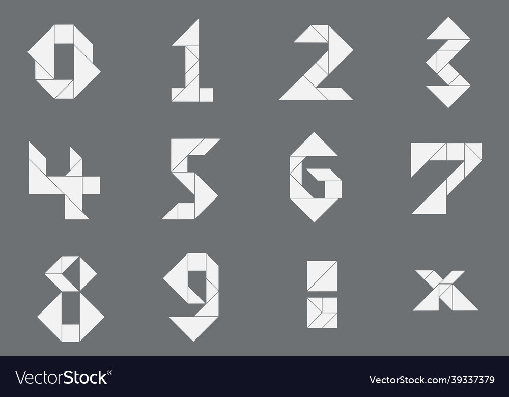 Tangram puzzle game schemas with different numbers