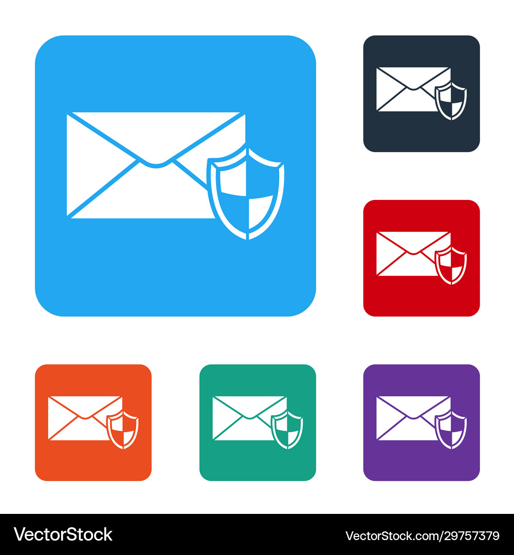 White envelope with shield icon isolated on Vector Image