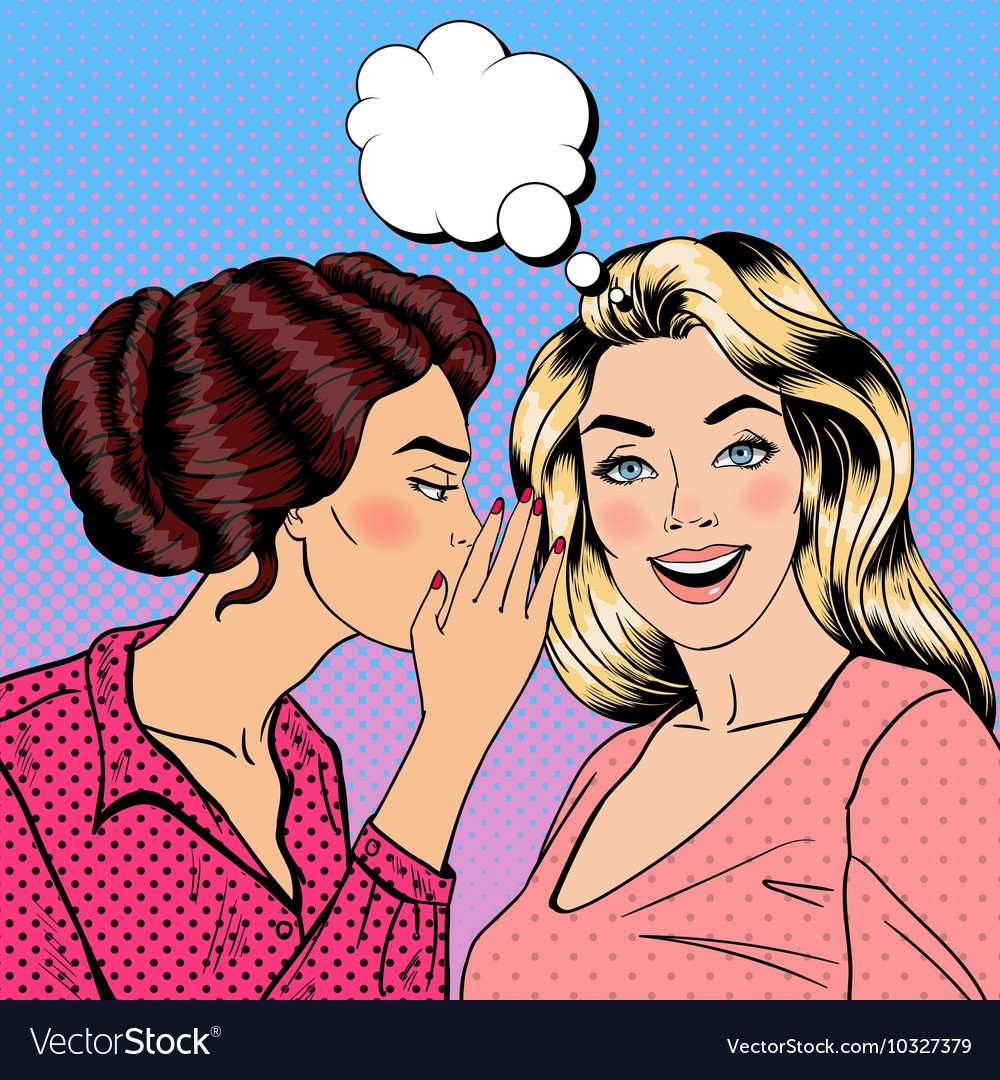 Woman whispering secret to her friend pop art Vector Image