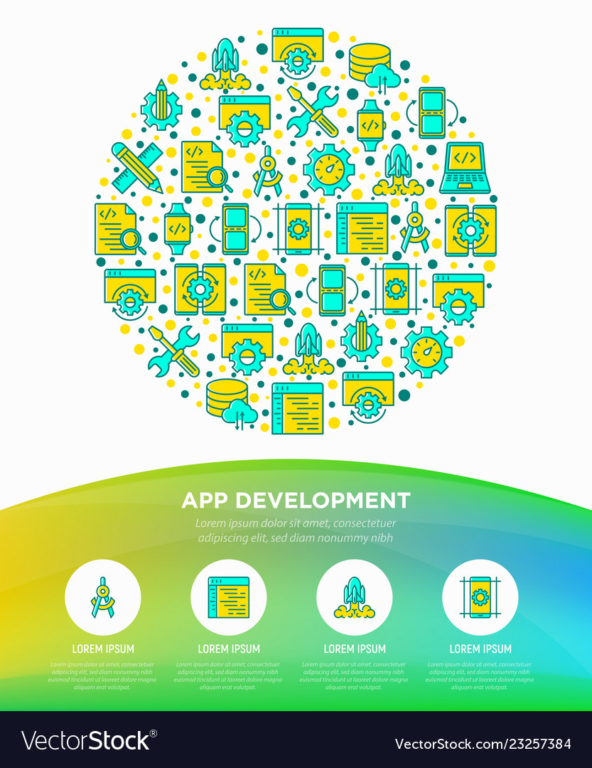 App development concept in circle