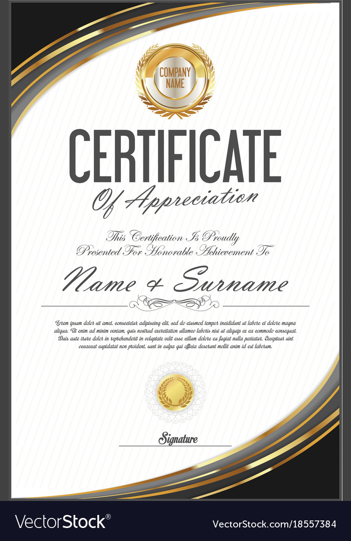 Certificate retro design template 17 Royalty Free Vector