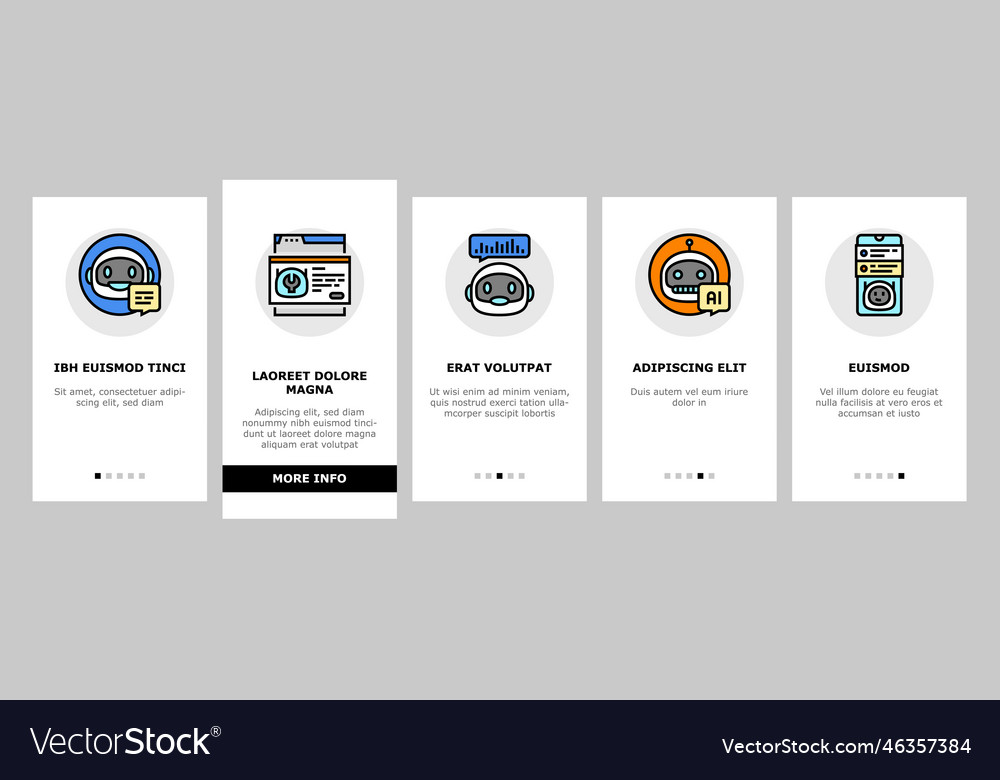Chat bot robot service online onboarding icons set