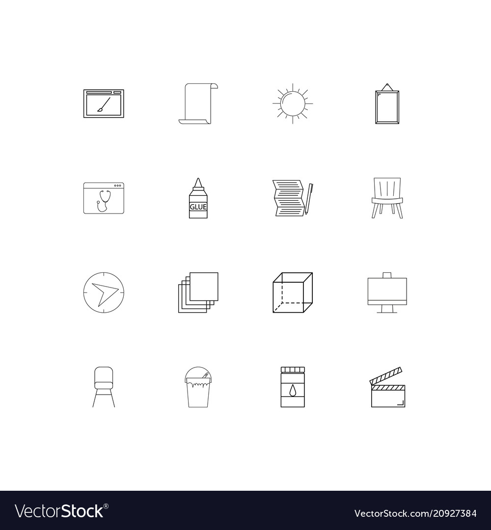 Creative process and design linear thin icons set