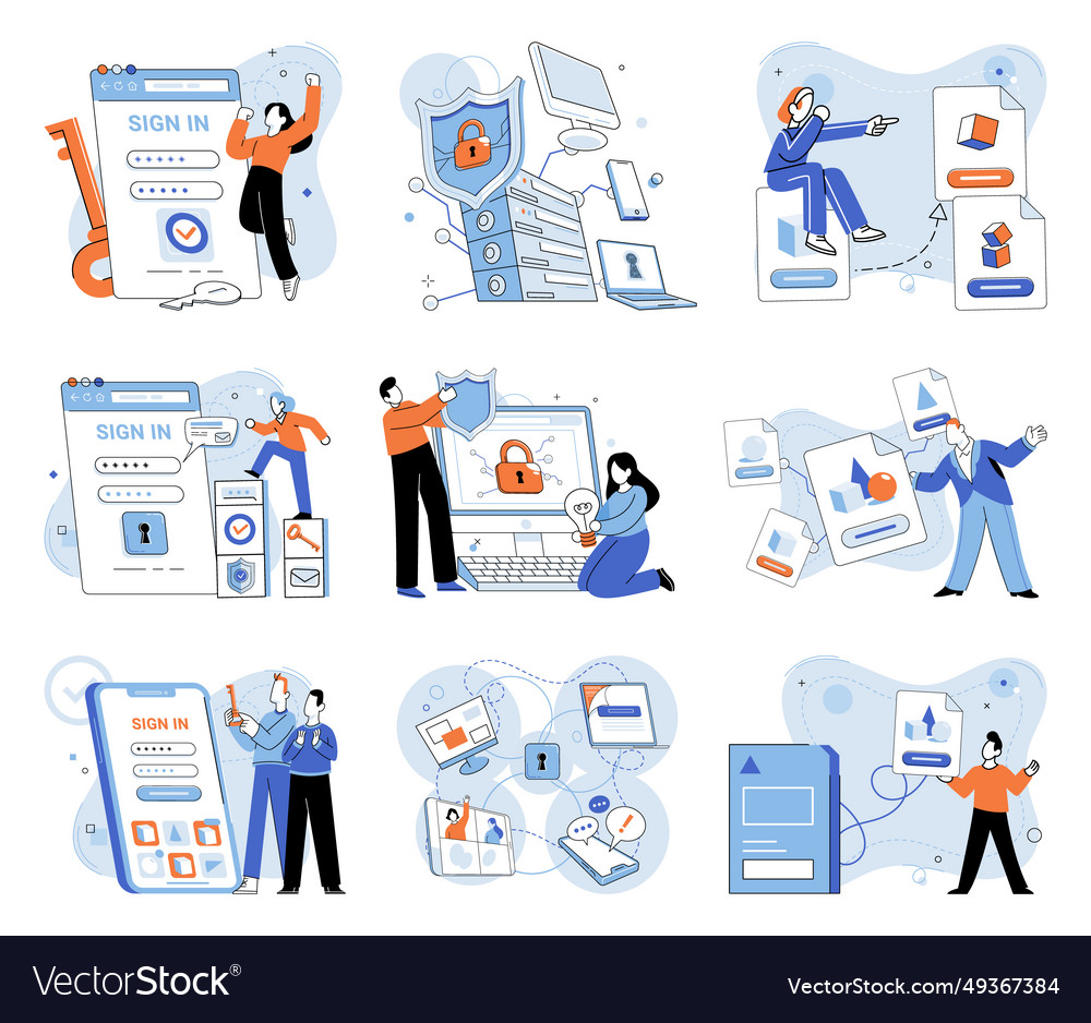 Database security datacenters provide secure vector image Database security datacenters provide secure