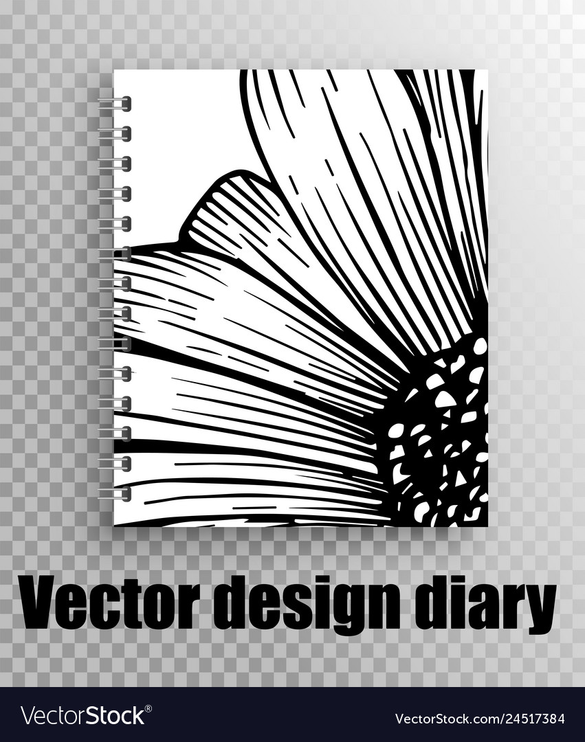 Design mock-up of a stylish notebook diary