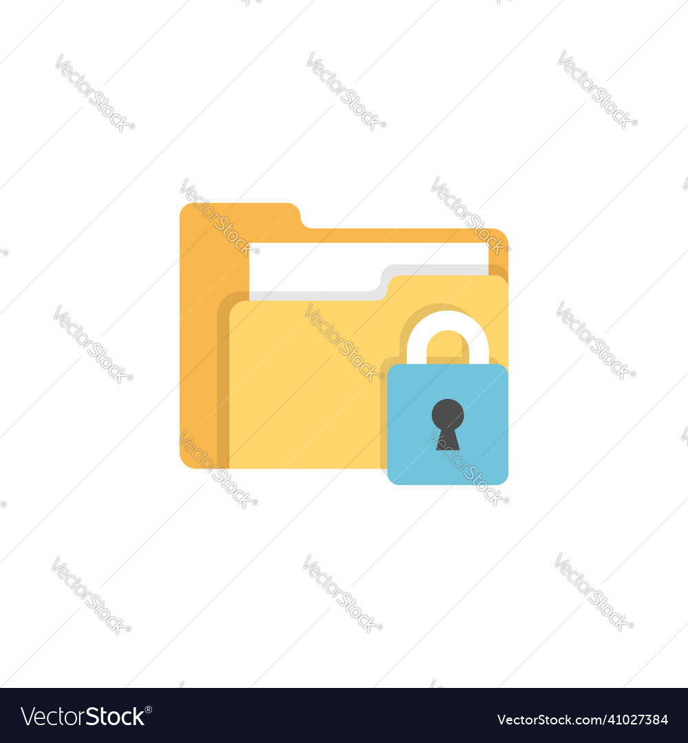 Files folder permission icon in flat style vector image Files folder permission icon in flat style