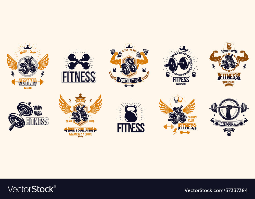 Fitness sport emblems logos or posters