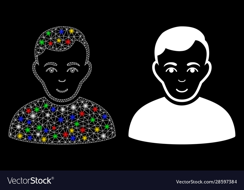 Flare mesh network user icon with spots vector image Flare mesh network user icon with spots