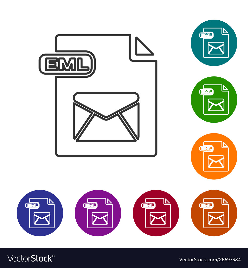 Grey line eml file document download button Vector Image Grey line eml file document download button