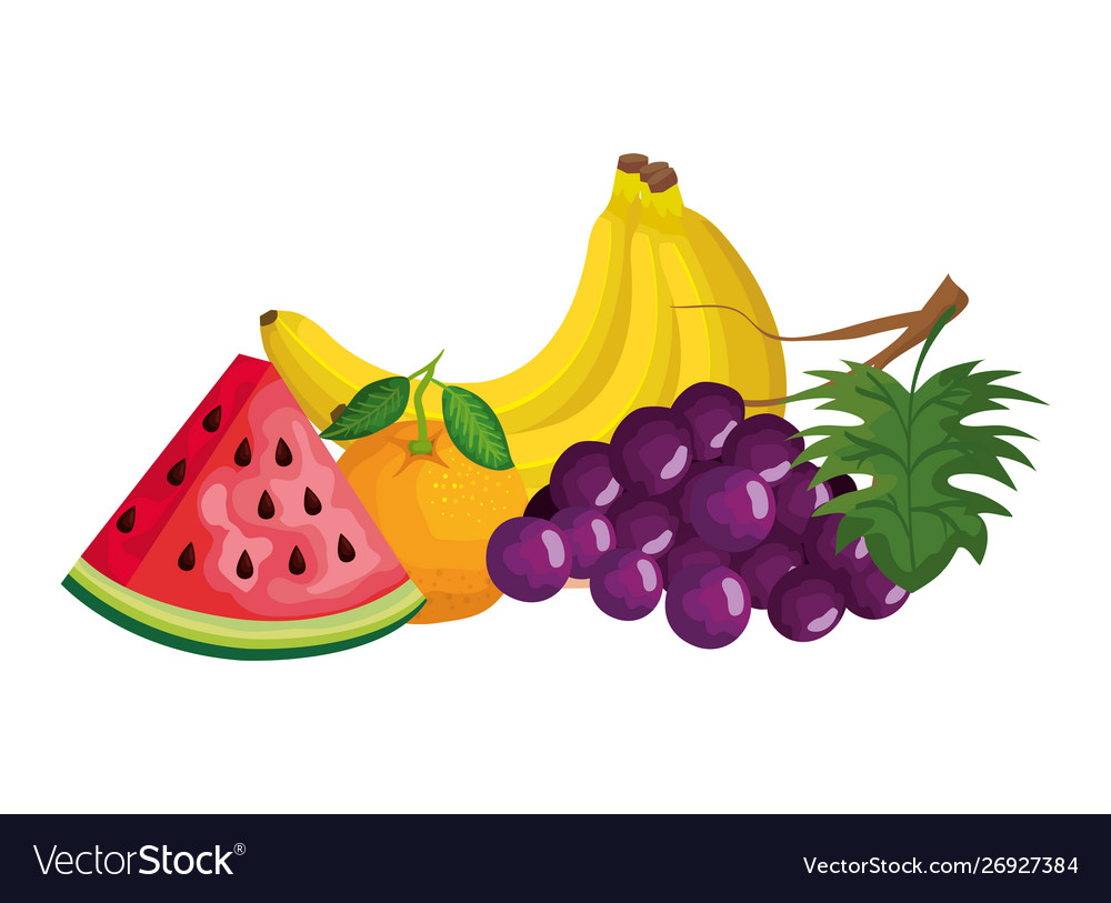 Group fresh fruits nature