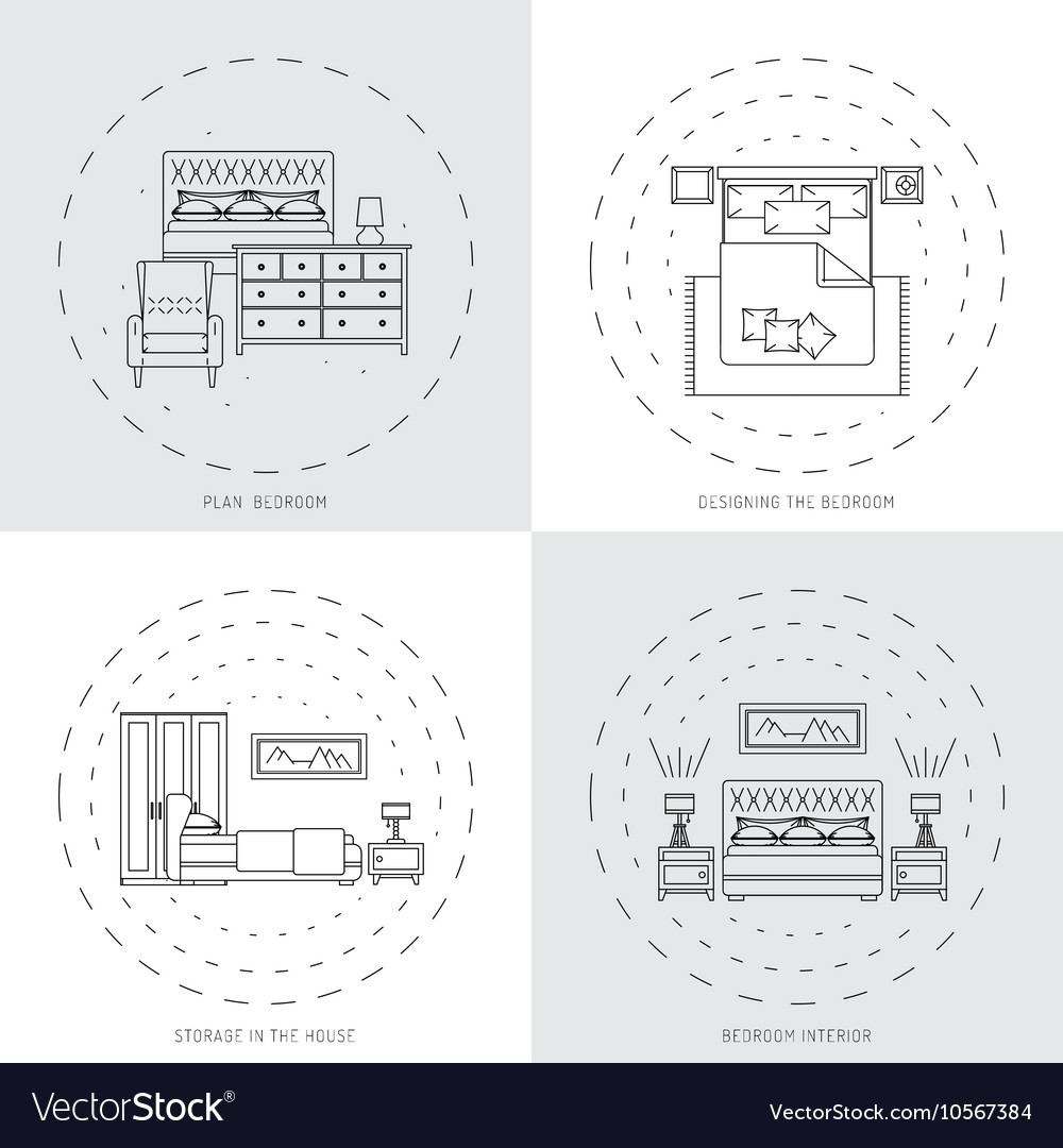 Interior of bedroom Royalty Free Vector Image - VectorStock