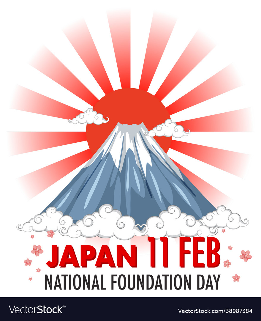 Japan national foundation day banner with mount