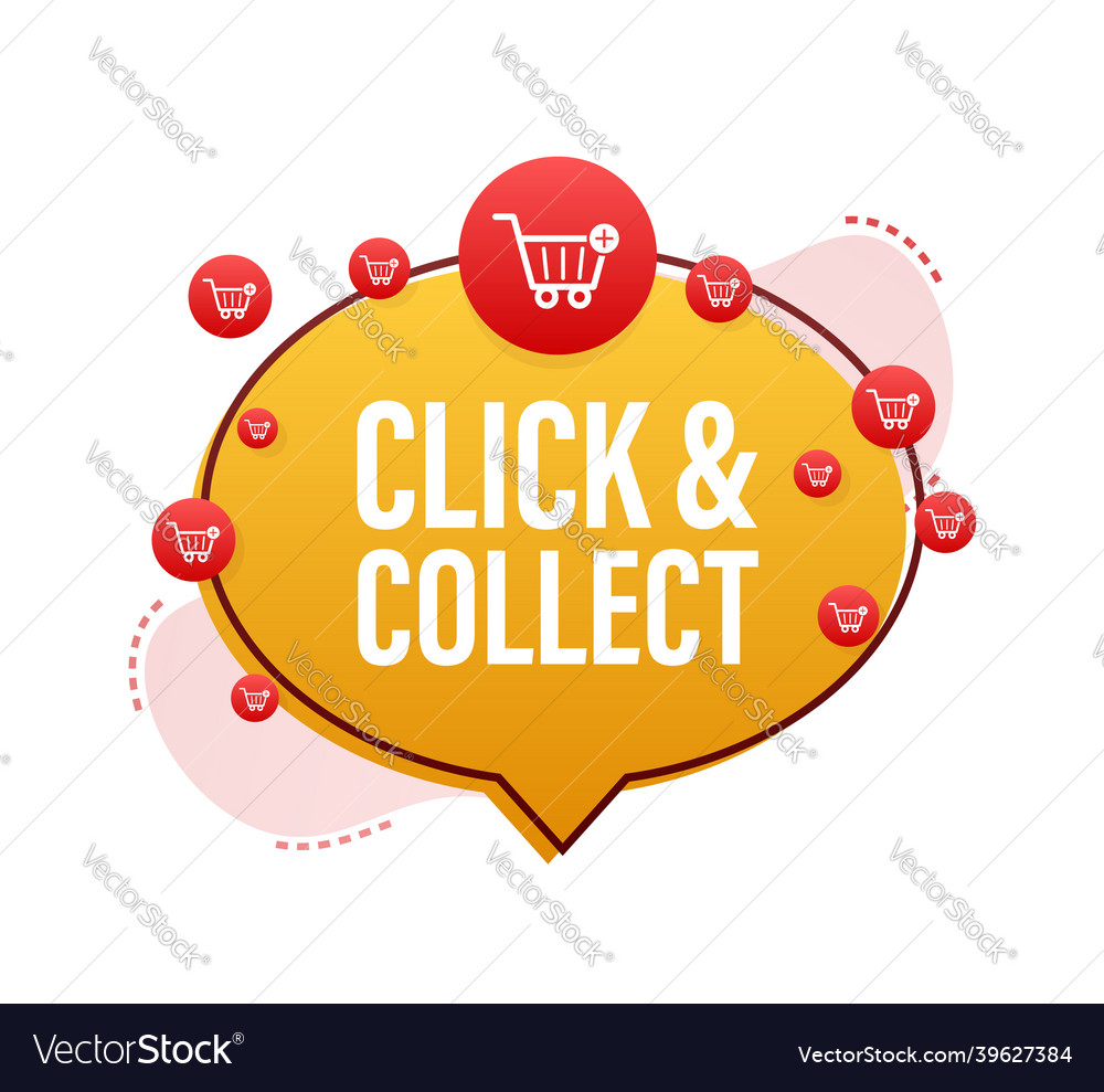 Megaphone Klick und sammeln Banner flach Stil vector image Megaphone Klick und sammeln Banner flach Stil