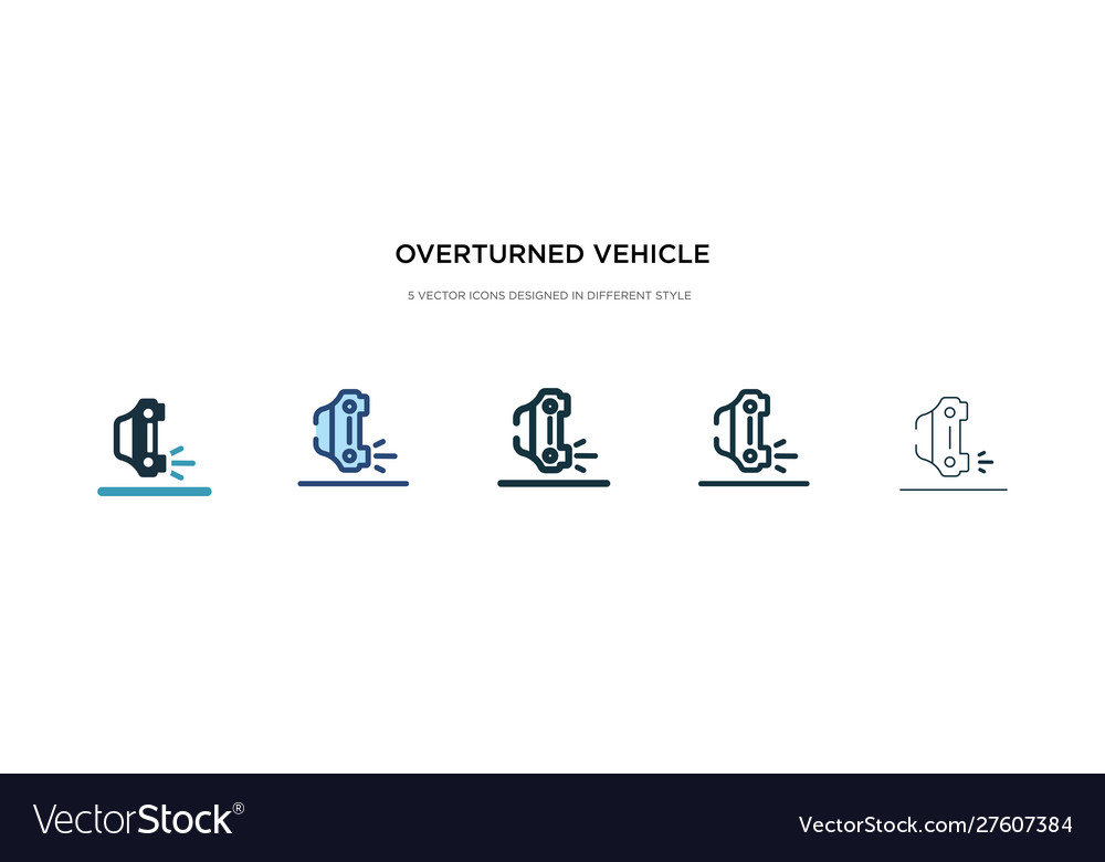 Overturned vehicle icon in different style two