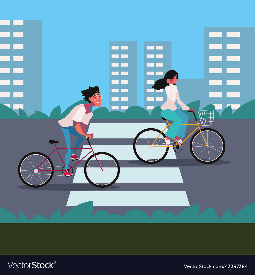 People riding urban city Royalty Free Vector Image