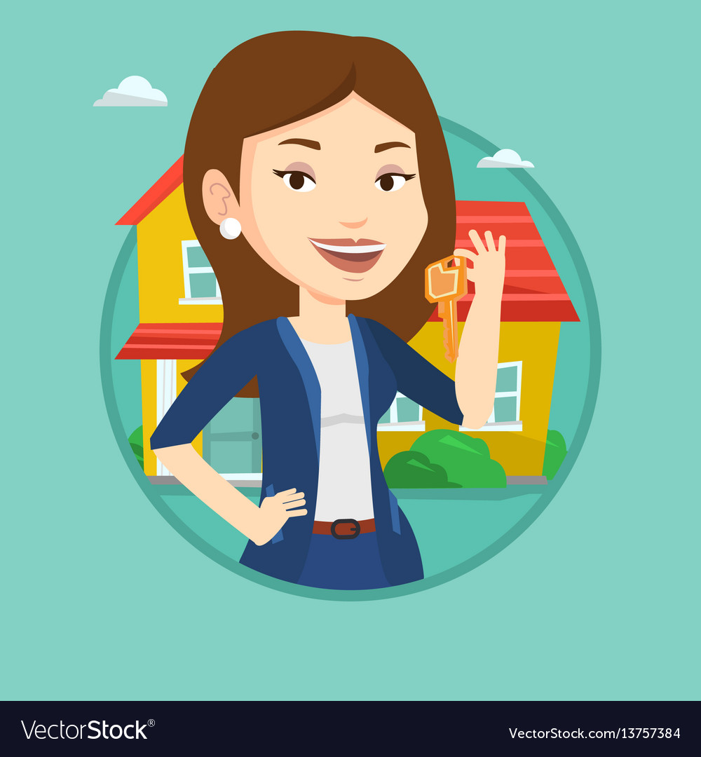 Real estate agent with key Royalty Free Vector Image