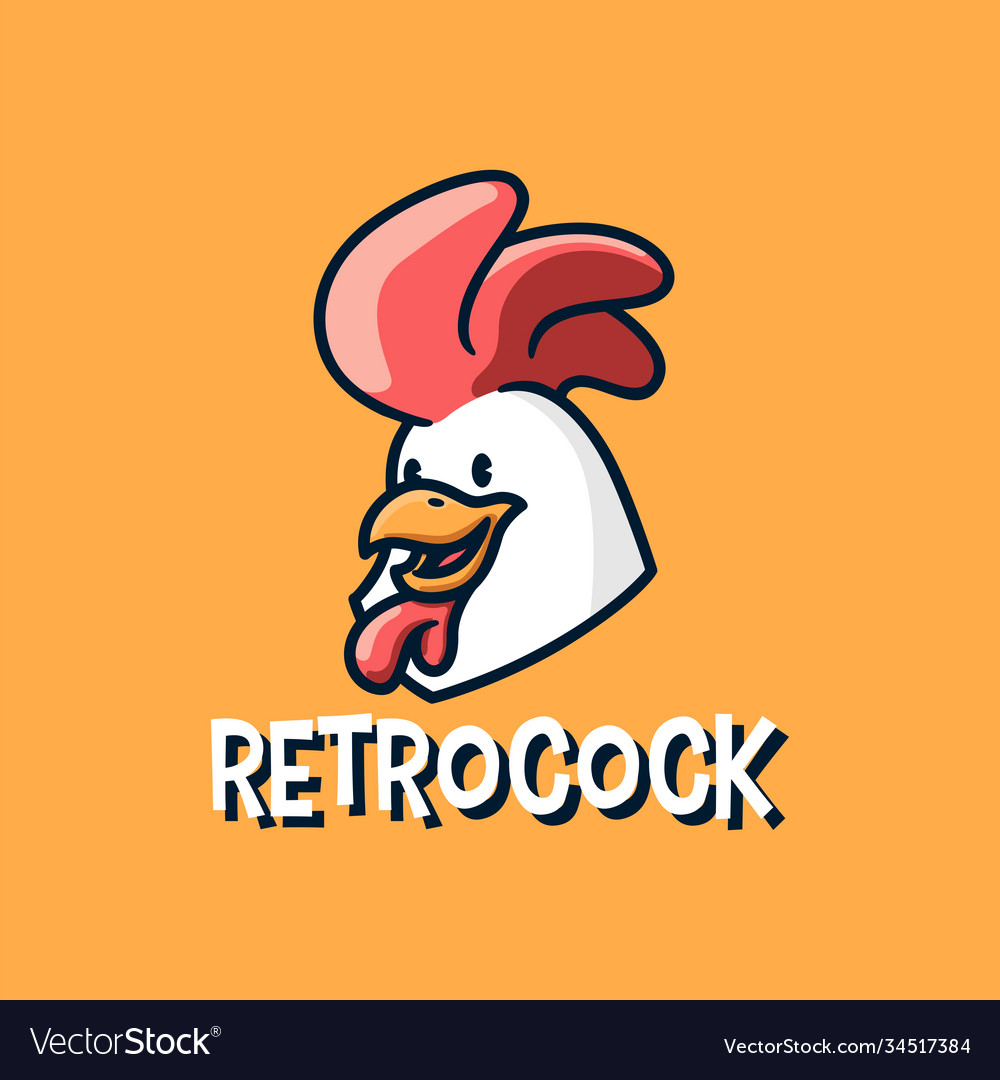Retro cock rooster chicken mascot logo icon vector image Retro cock rooster chicken mascot logo icon