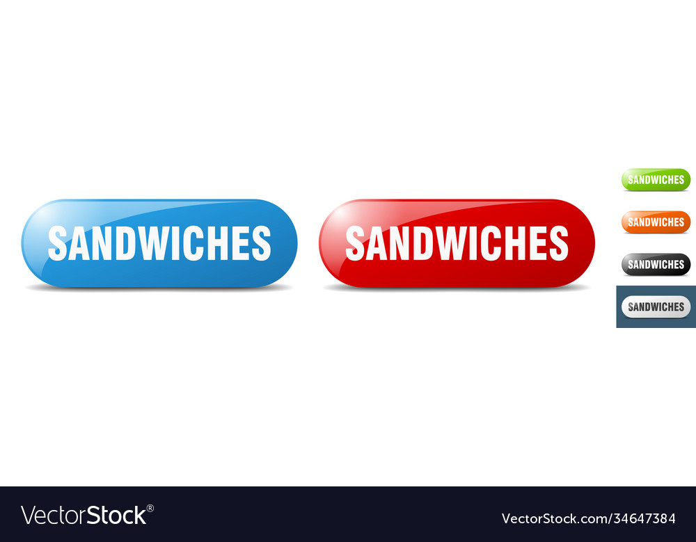 Sandwiches button key sign push set vector image Sandwiches button key sign push set