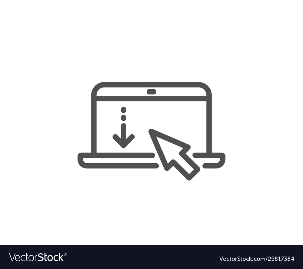 Scroll down laptop line icon scrolling screen