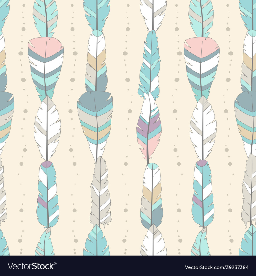 Seamless pattern with colored feathers vector image Seamless pattern with colored feathers