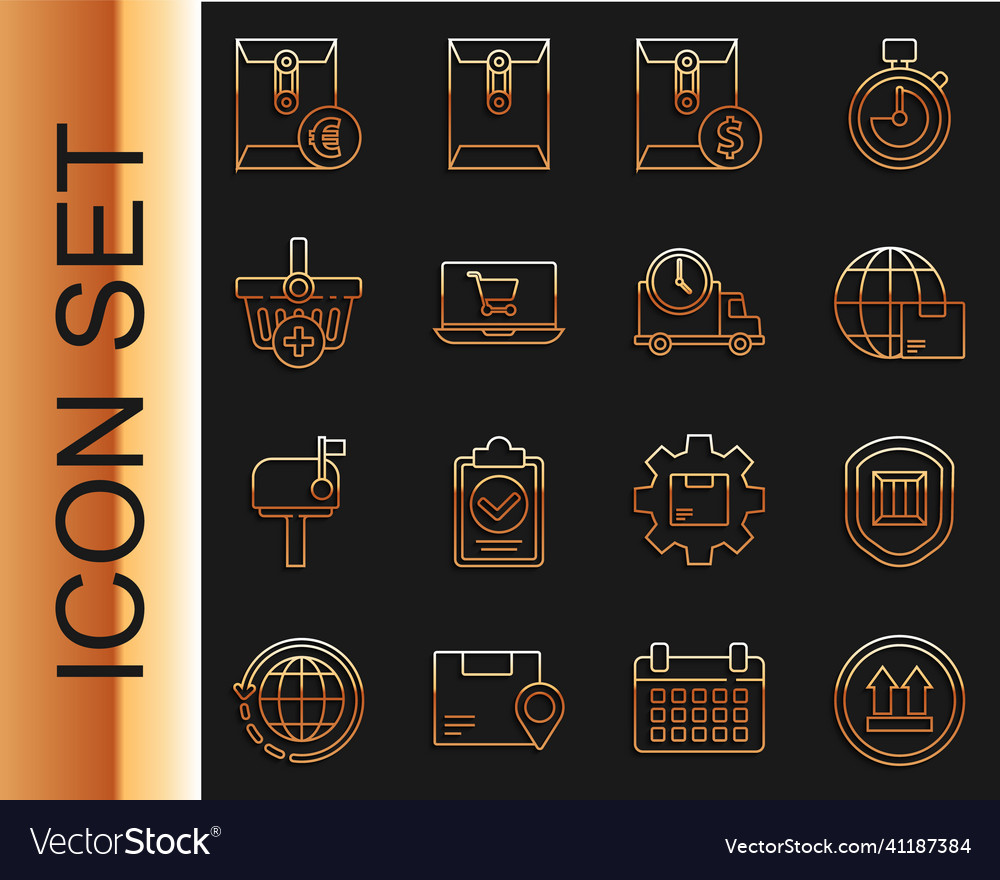 Set line this side up delivery security vector image Set line this side up delivery security