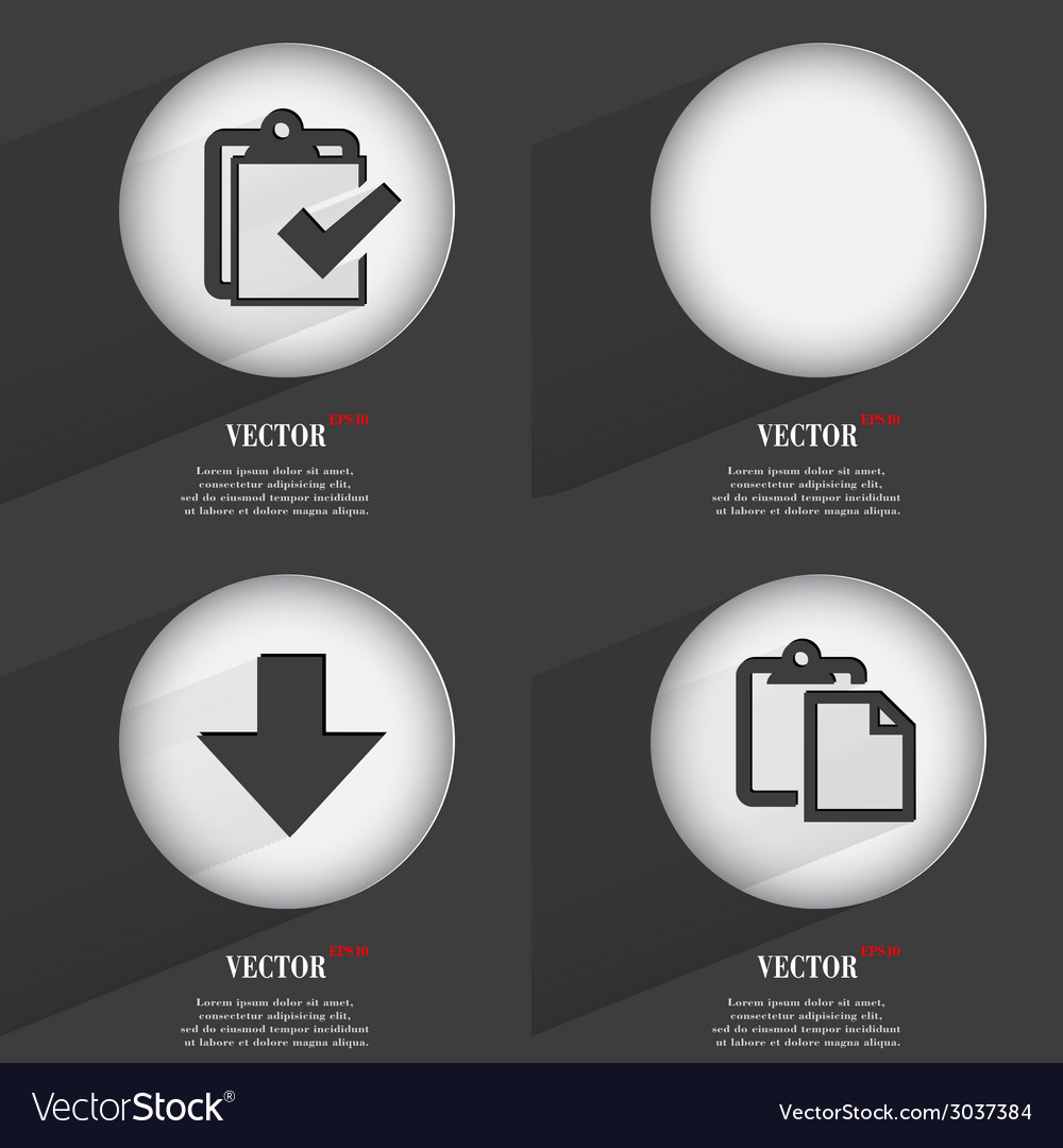 Set of 4 flat buttons icons with shadows
