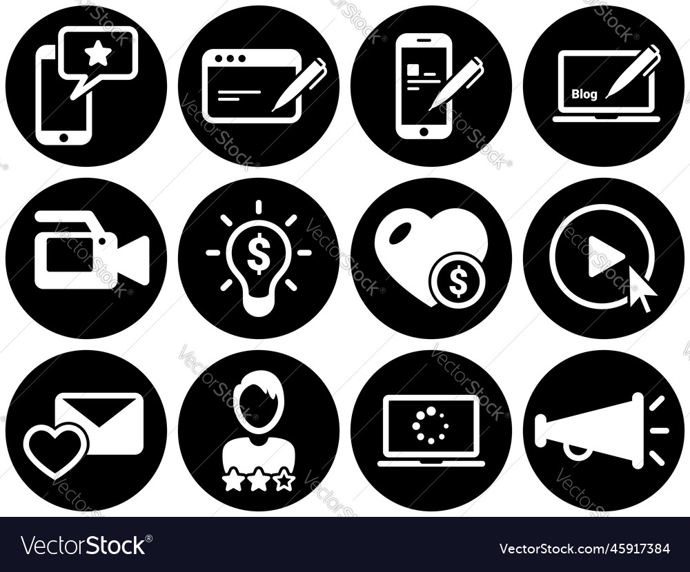 Set of simple icons on a theme blogger design vector image Set of simple icons on a theme blogger design