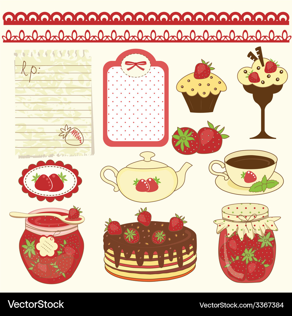 Set strawberry design elements Royalty Free Vector Image