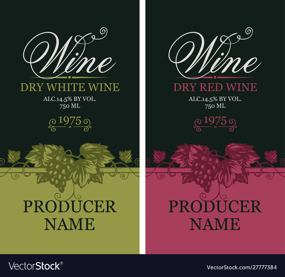 Set wine labels with bunches grapes Royalty Free Vector