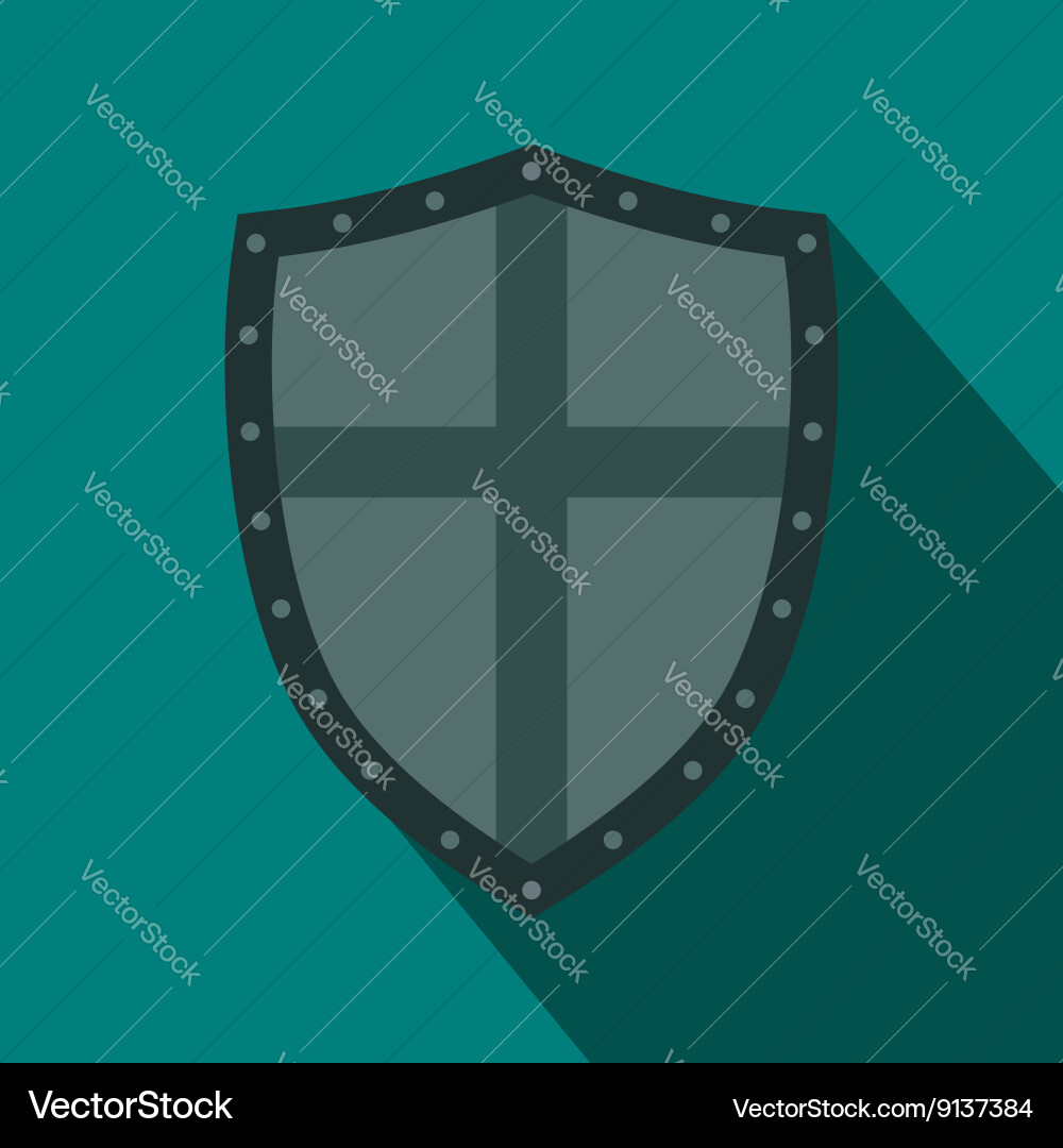 Shield icon flat style Royalty Free Vector Image