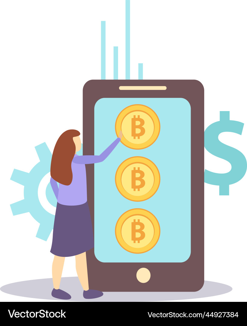 Smartphone blockchain flat composition Royalty Free Vector