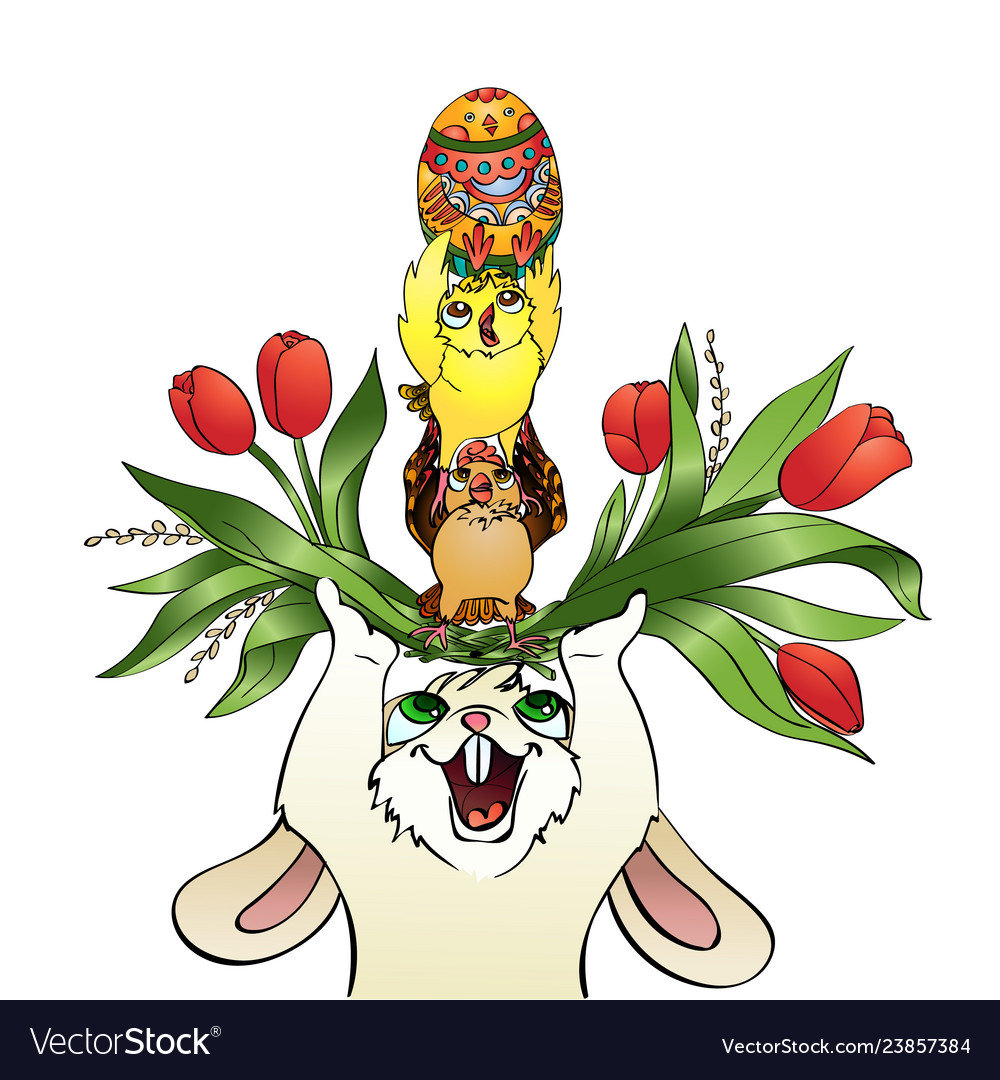 Vertical cartoon greeting card easter