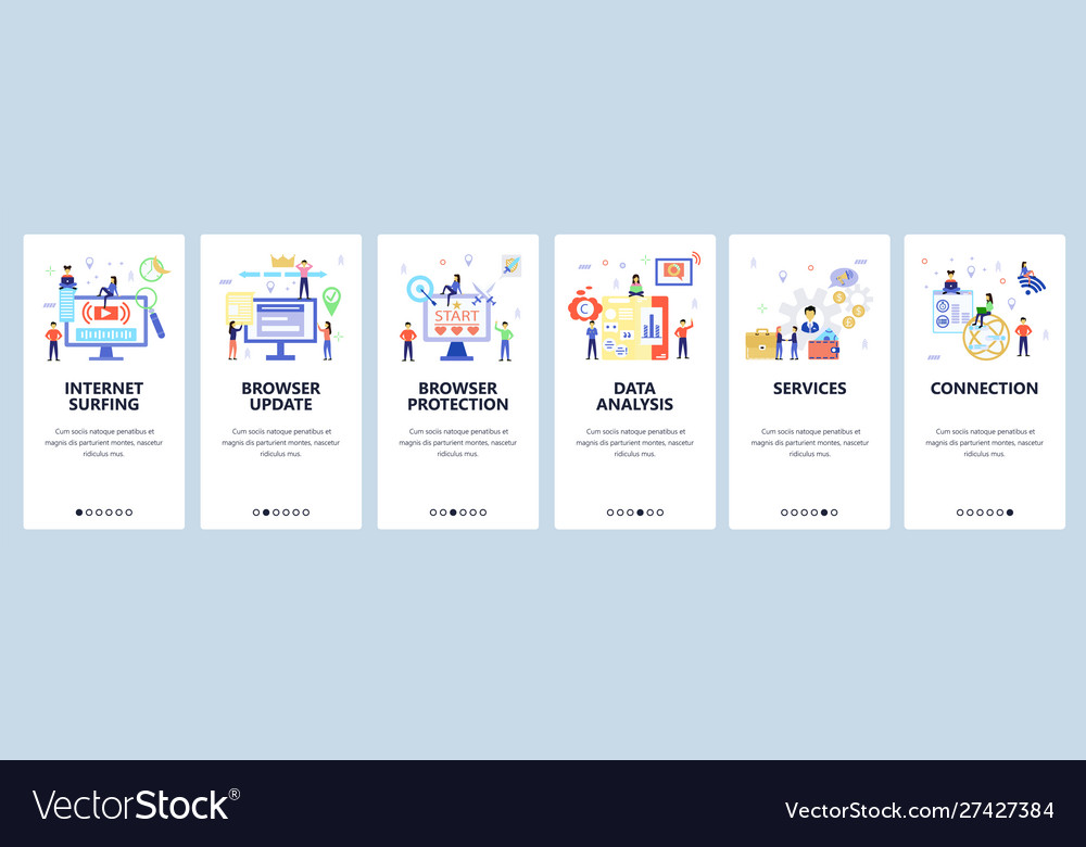 Website and mobile app onboarding screens