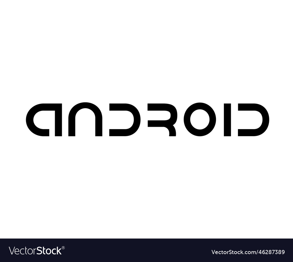 Android operating system logo symbol name black vector image Android operating system logo symbol name black