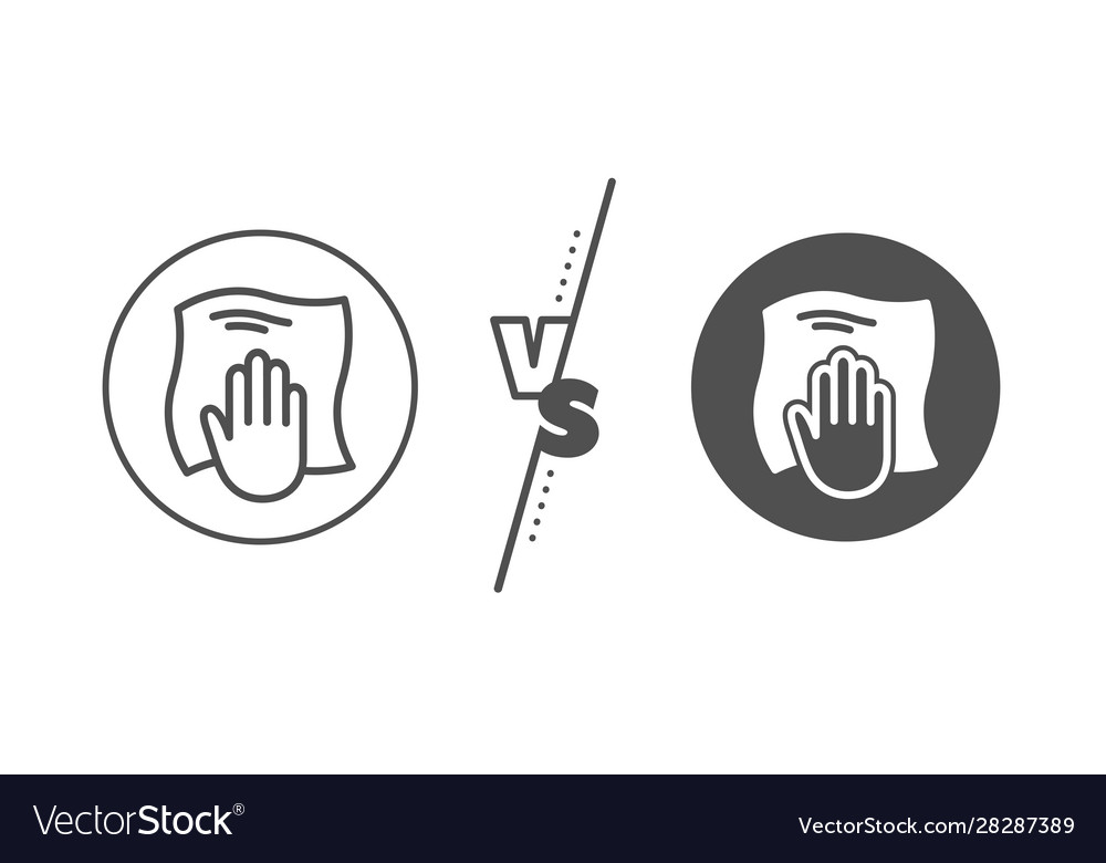 Cleaning cloth line icon wipe with a rag