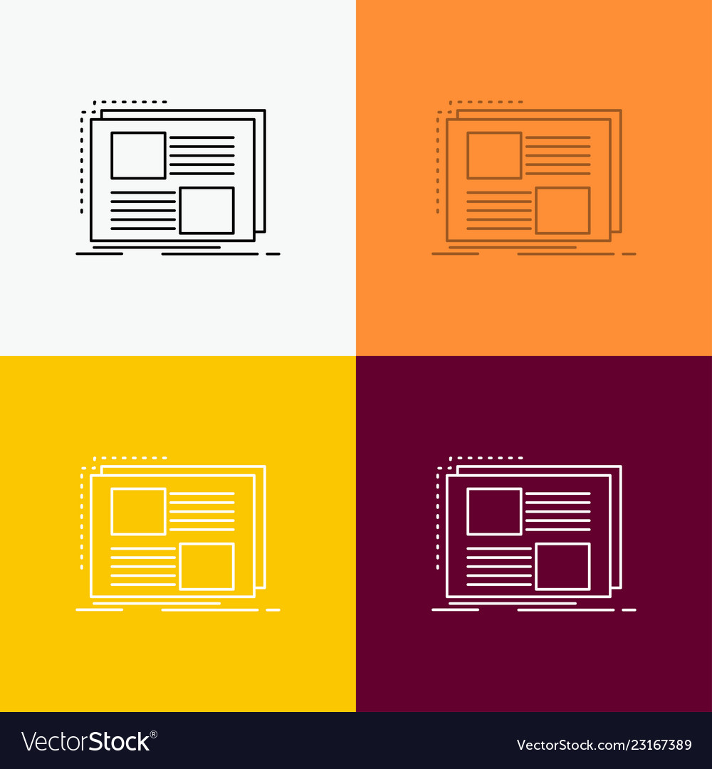 Content design frame page text icon over various