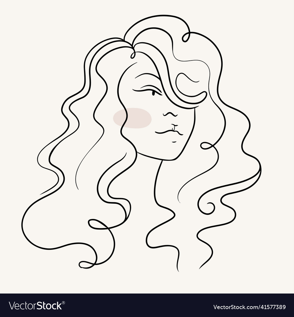 Curly girl linear stylish abstract