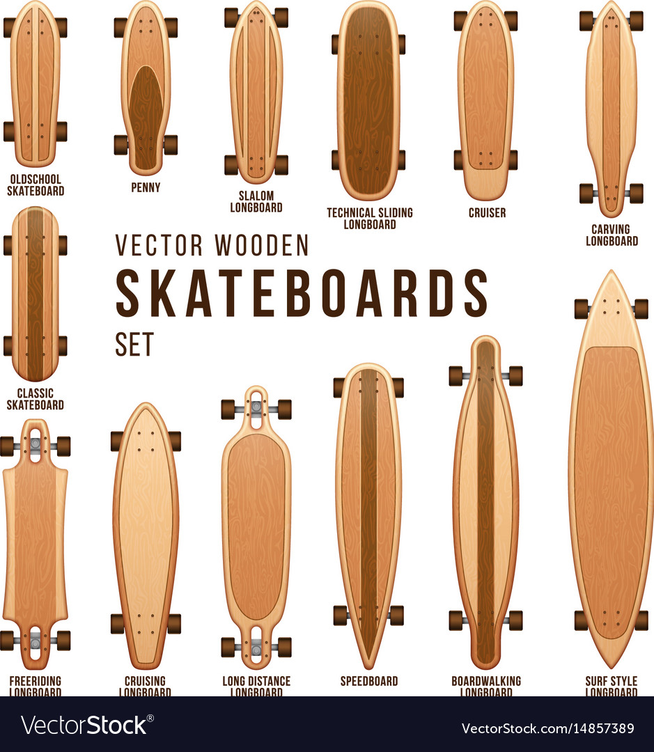 Different skateboard types templates set Vector Image