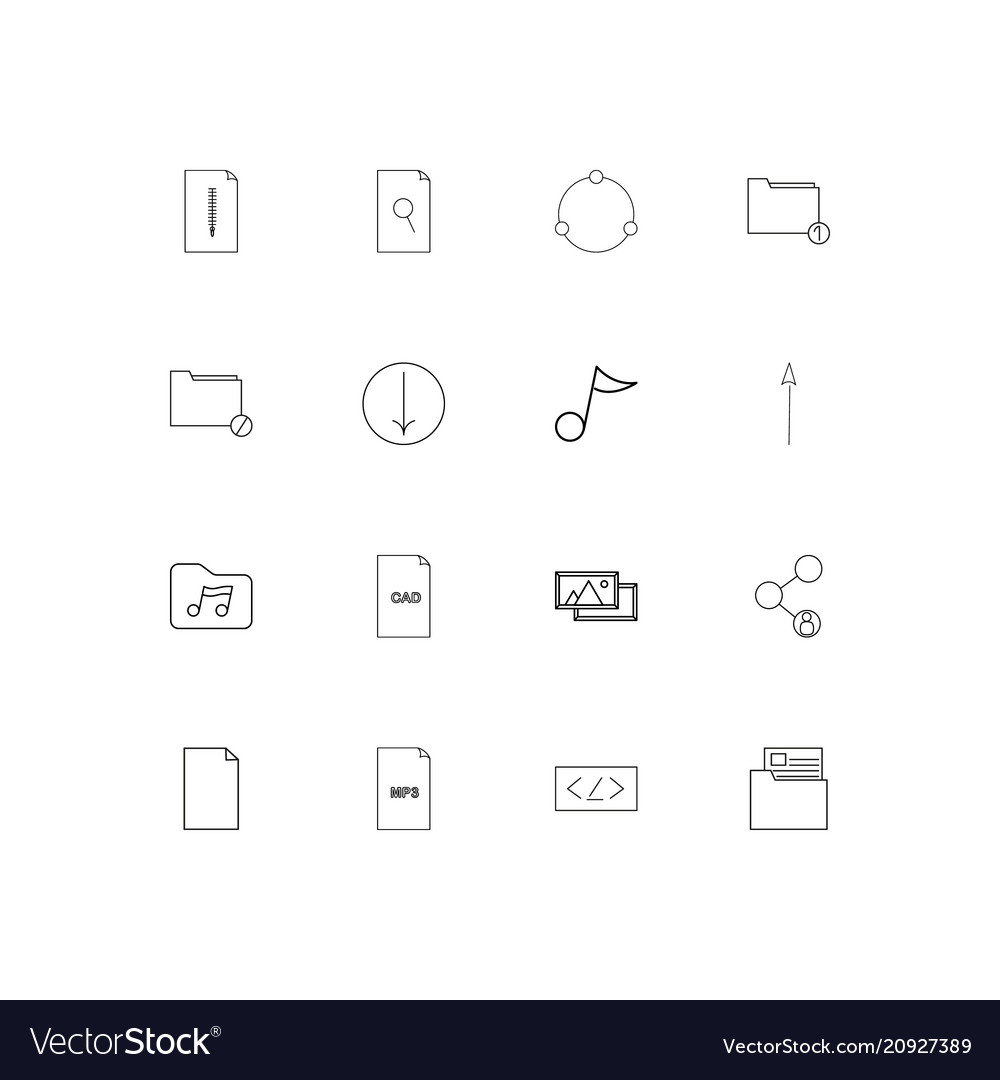 Files and folders sign linear thin icons set