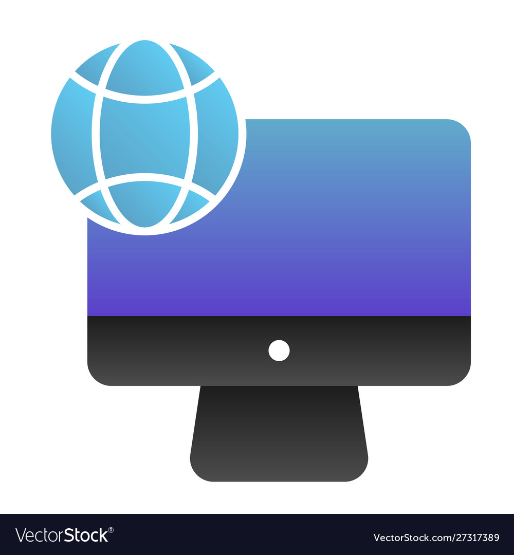 Internet on desktop flat icon computer vector image Internet on desktop flat icon computer